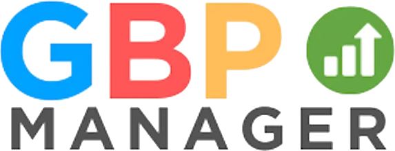 GBP Manager logo featuring colorful text and a green icon with a rising graph, representing digital marketing services for Local SEO and Google Ads.