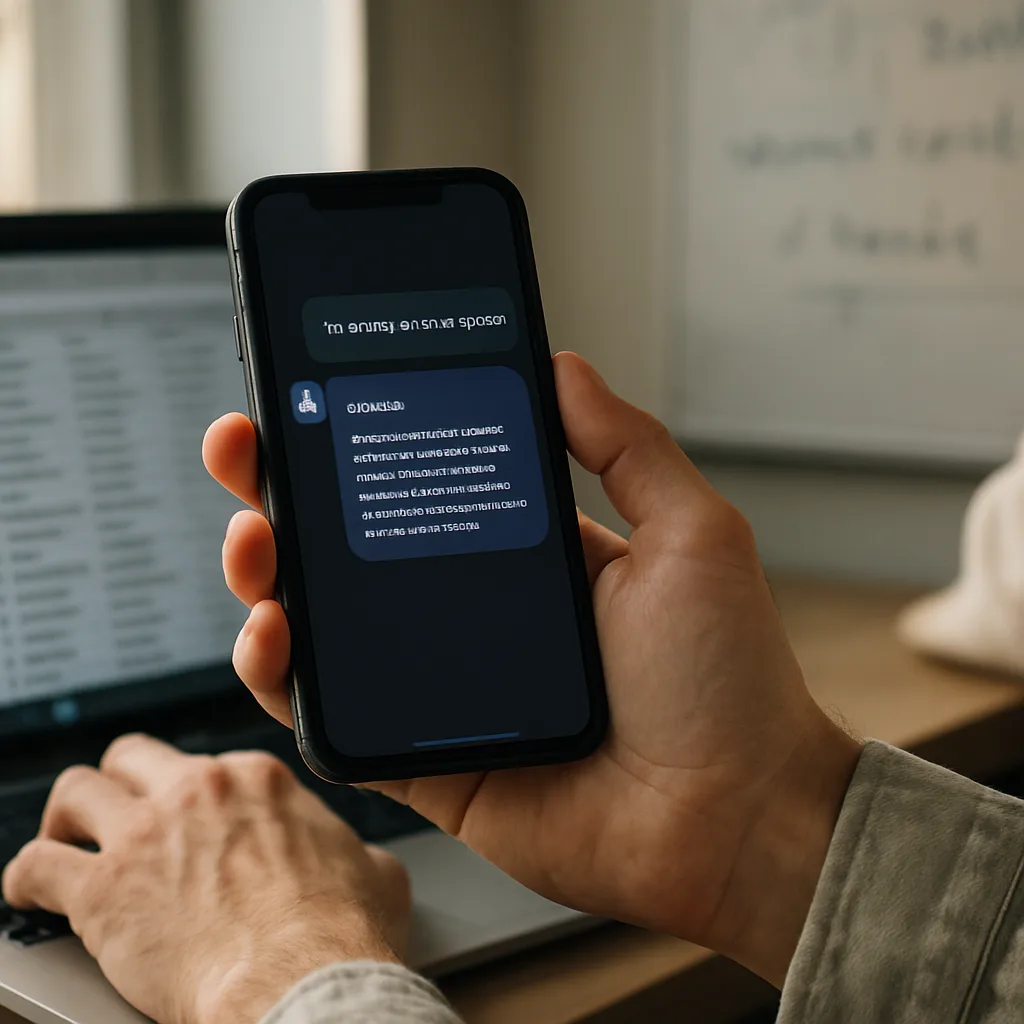 Smartphone showing AI chatbot response missing local business name Northampton