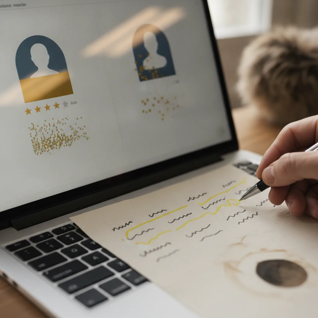 Close-up comparing Google Business Profile ratings for competitor analysis in Northampton