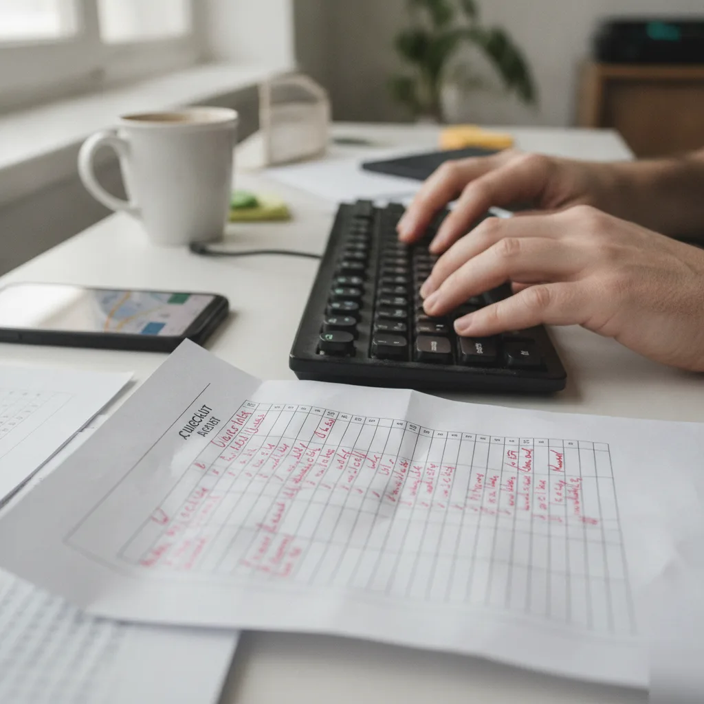 Hands annotating marketing audit checklist during Northampton SEO review process