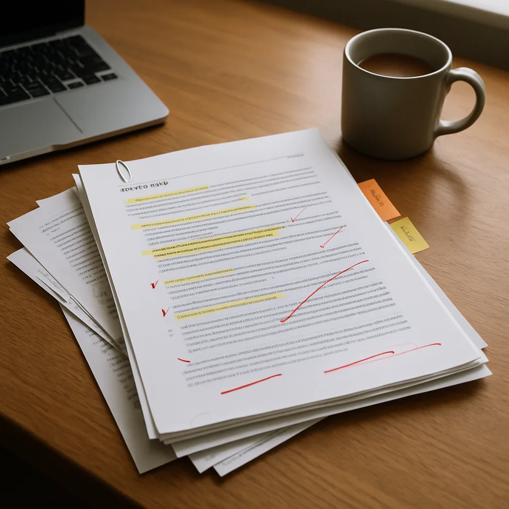 Finished local SEO audit report with annotations on a Northampton office desk