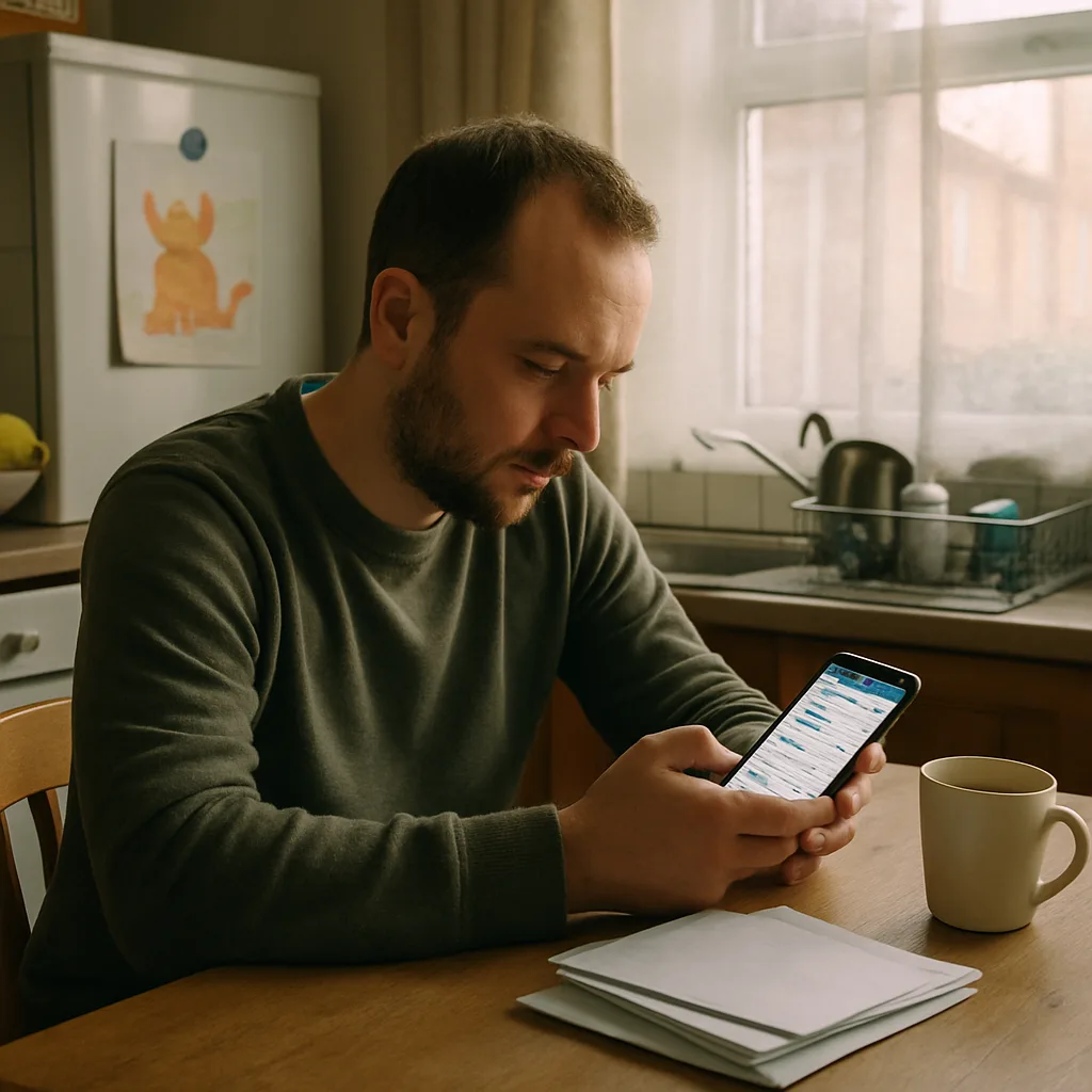 Business owner checking customer reviews at home before deciding on a local SEO audit
