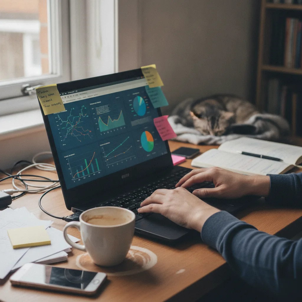 Hands reviewing website analytics dashboard during marketing consultancy in Northampton