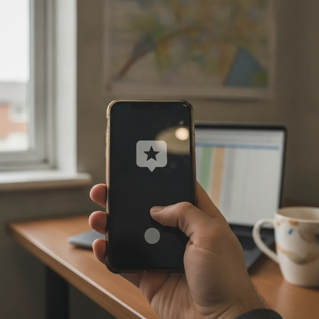 Hand replying to negative review on smartphone for Northampton reputation management