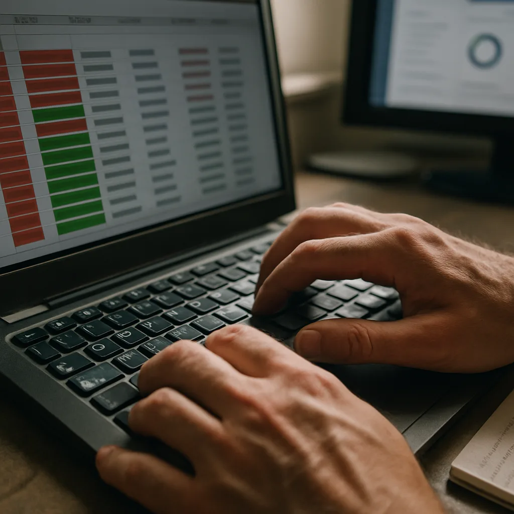 Close-up of hands auditing local business citations for SEO consultancy Northampton