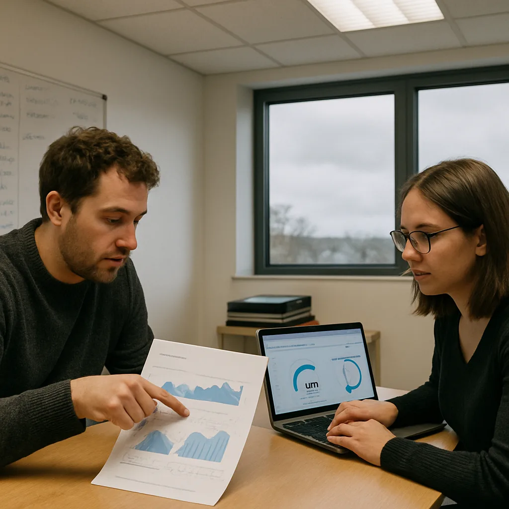 Marketing consultants reviewing Google Business Profile score for Northampton client