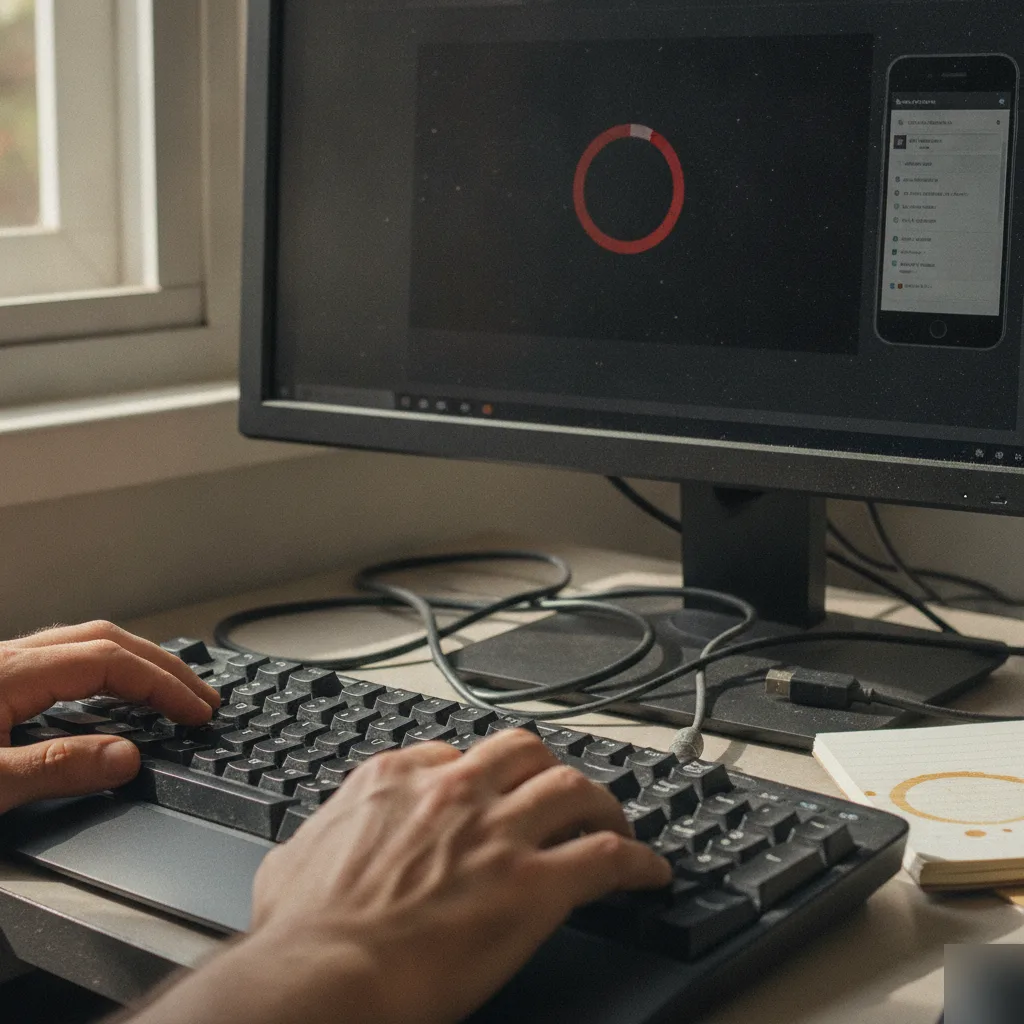 Hands typing while diagnosing slow website load speed for Northampton client